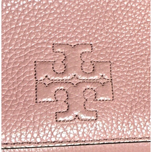 Tory Burch Thea Foldover Crossbody Pebbled Leather Pink Magnolia Bag Clutch - Picture 8 of 14